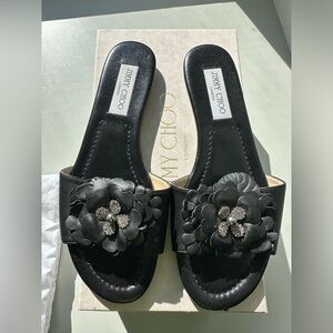 Jimmy Choo Black Floral Sandals